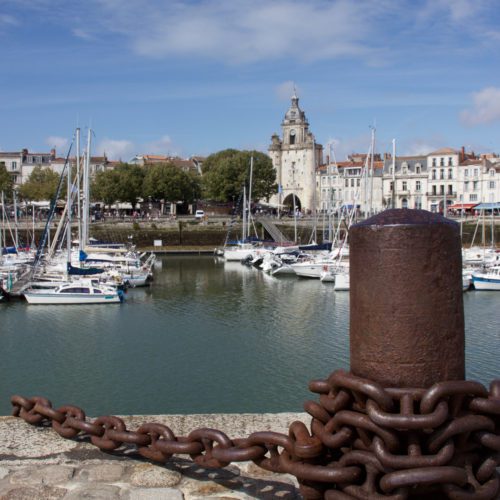 La Rochelle, Porte de la Grosse Horloge vue du vieux port