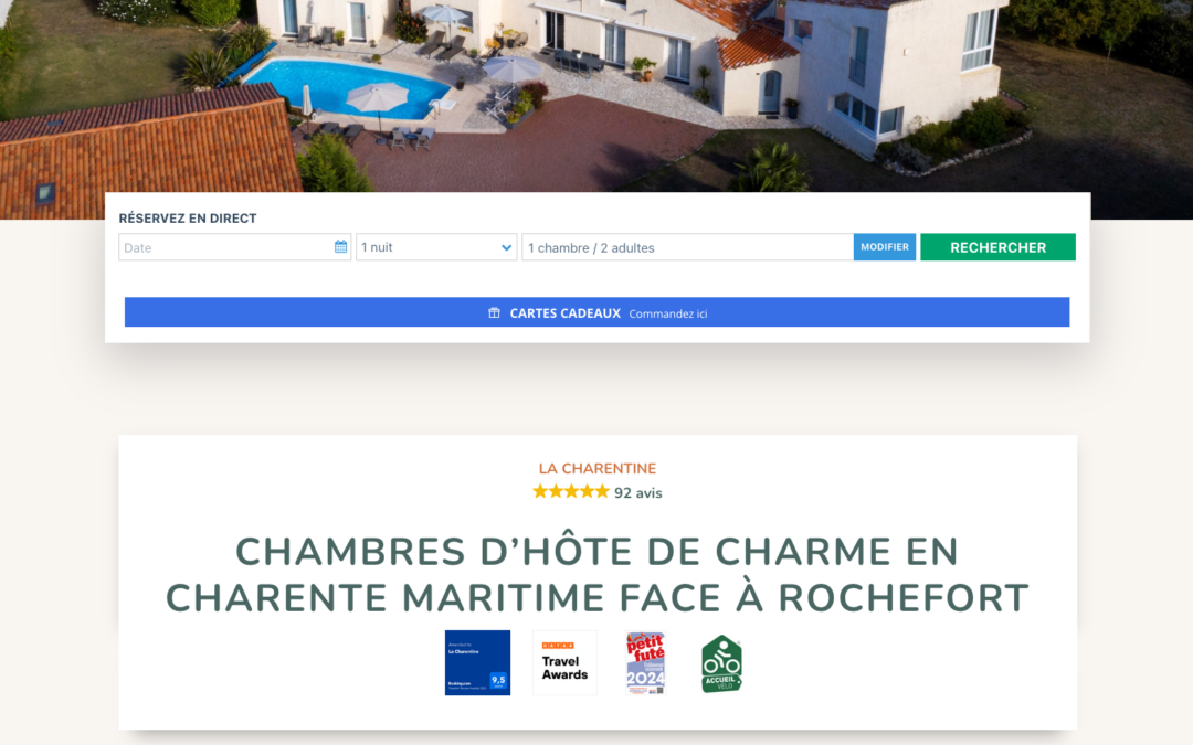 Nouveau site internet la Charentine, pages d'accueil du site - Février 2025